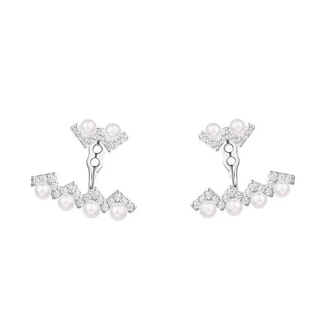 Apm Monaco Chic Pearl And Silver Plated Stud Earrings 40$